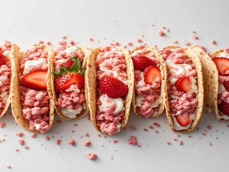 strawberry crunch cheesecake tacos