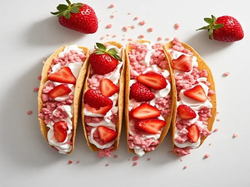 strawberry crunch cheesecake tacos