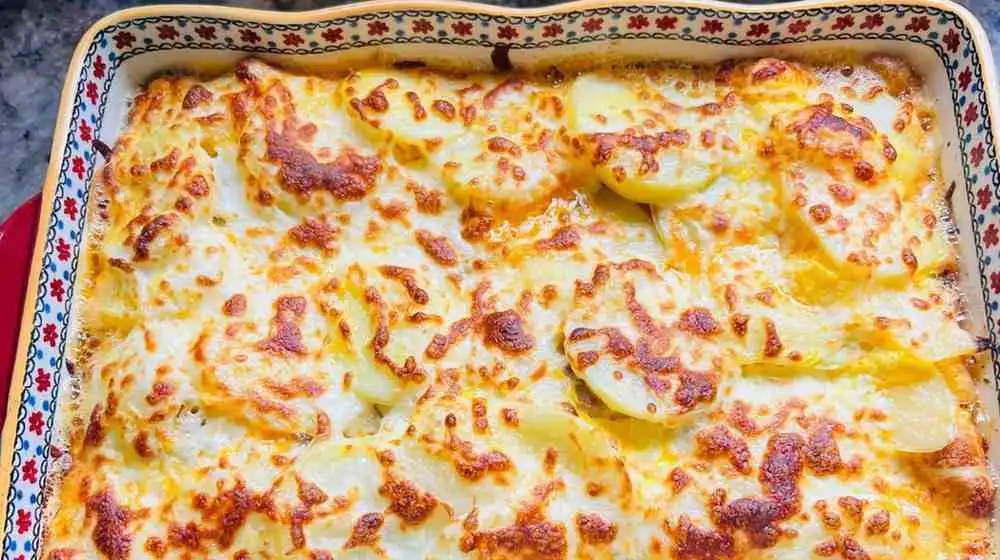 cowboy casserole with potatoes in oven