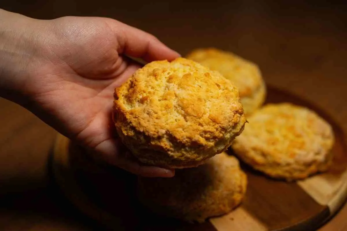Freshly baked golden buttery Pillsbury biscuit for chicken pot pie